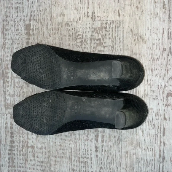 Stuart Weitzman Black Textured Heels with Buckle Design Size 8.5 - Picture 4 of 5